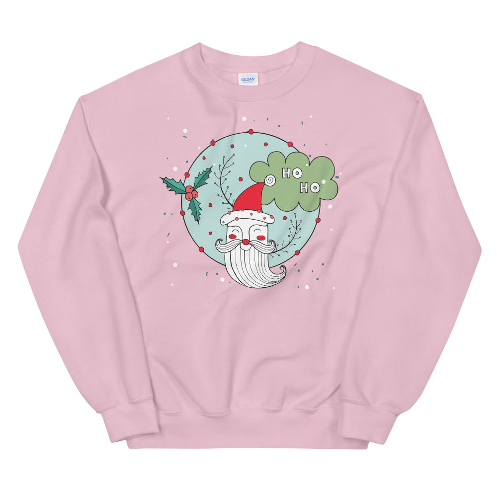 Santa Claus Face Ho Ho Crewneck Sweatshirt for Women