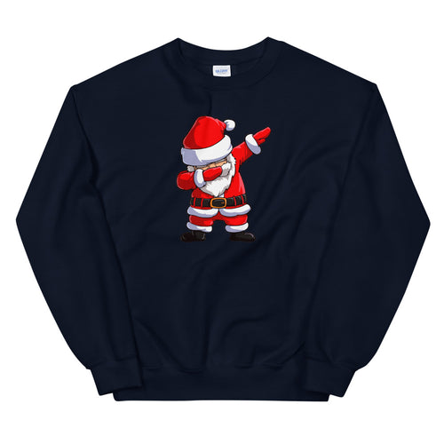 Navy Blue Dab Santa Pullover Crewneck Sweatshirt for Women