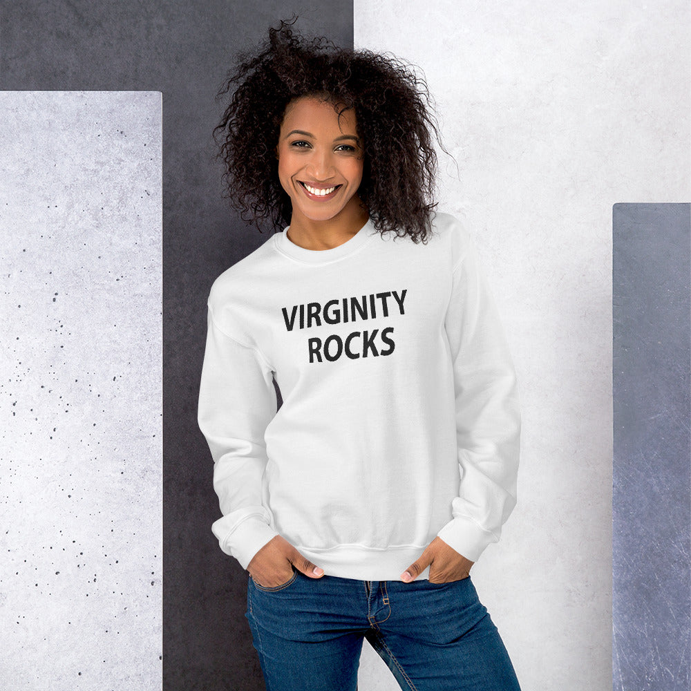 White Virginity Rocks Sweatshirt Pullover Crewneck for Women
