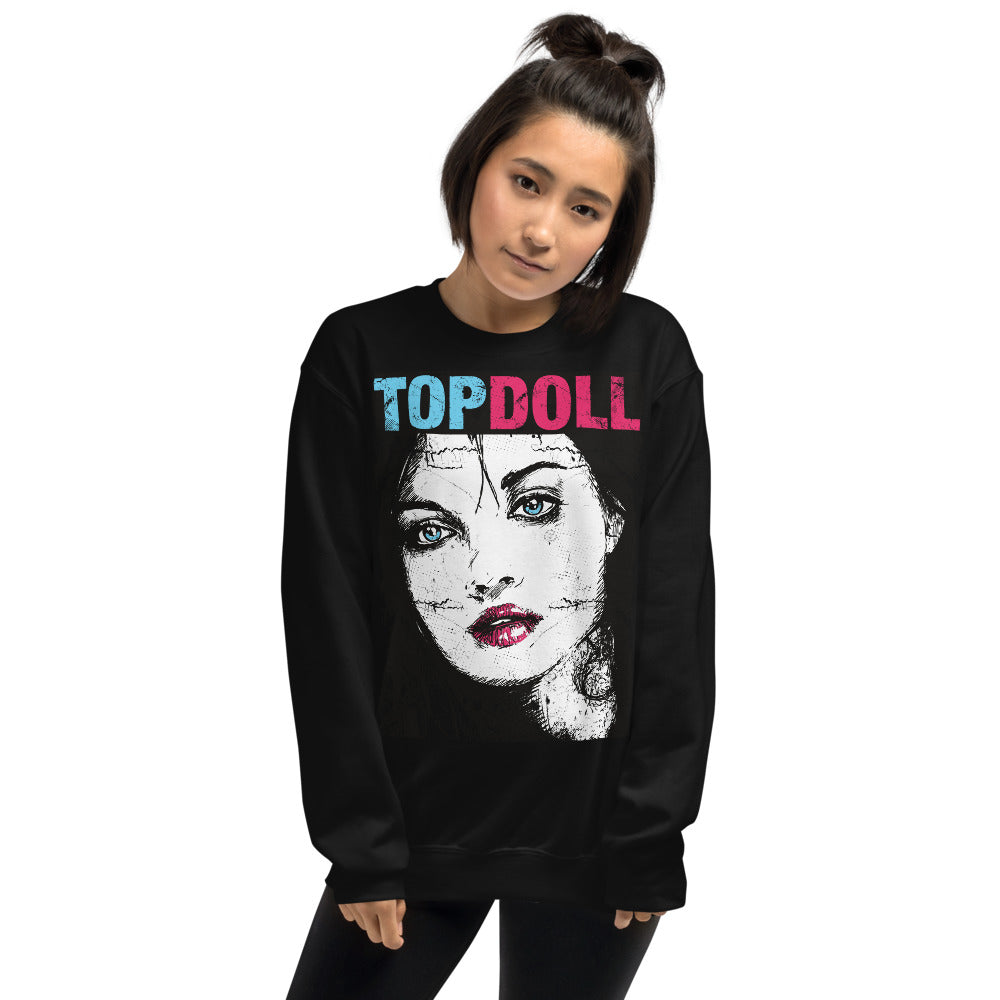 Top Doll Sweatshirt | Fashion Top Girl Portrait Crewneck for Women