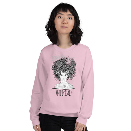 Pink Virgo Zodiac Pullover Crewneck Sweatshirt for Women