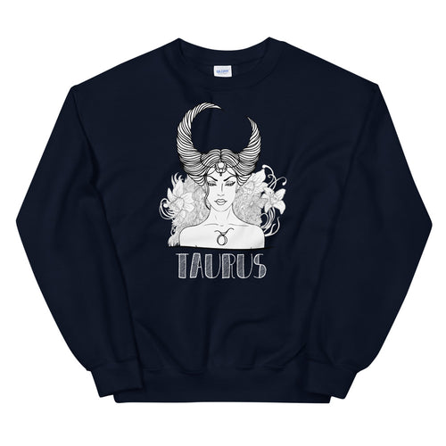 Taurus Sweatshirt | Navy Crewneck Taurus Zodiac Sweatshirt