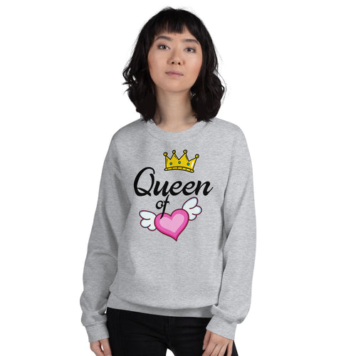 Queen of Heart Sweatshirt in Grey Color for Women
