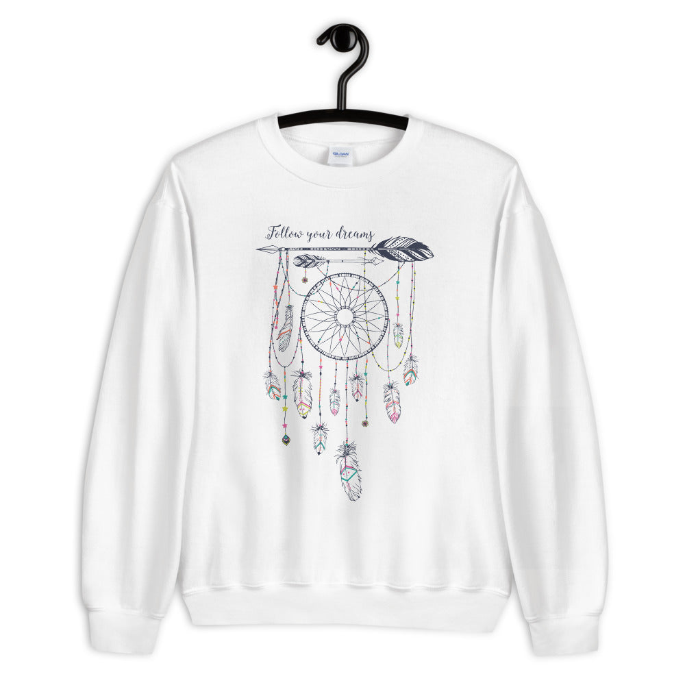 Follow Your Dreams Sweatshirt | White Boho Style Dream Catcher Sweatshirt