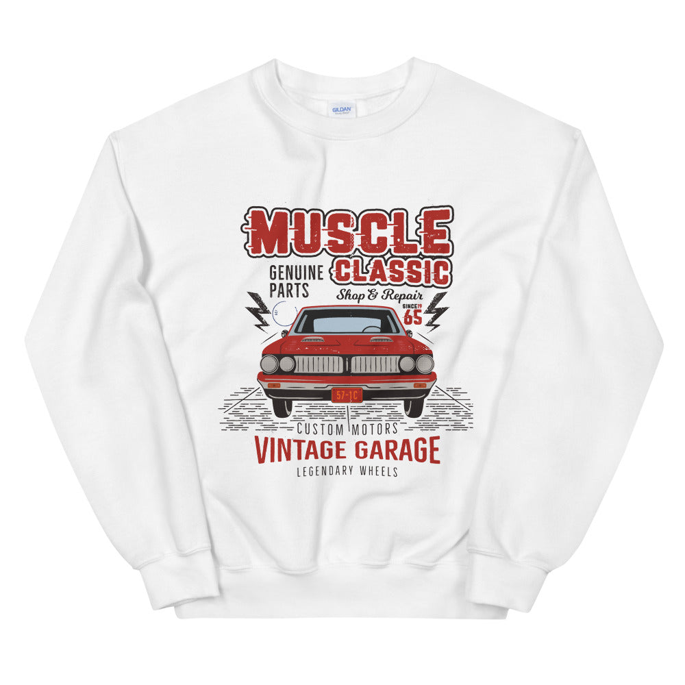 Vintage Muscle Car Garage Crewneck Sweatshirt for Women