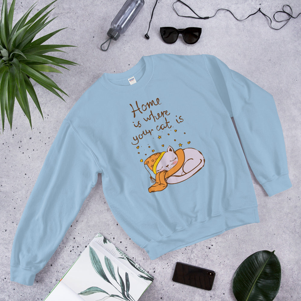 Home is Where Your Cat is Crewneck Sweatshirt for Women