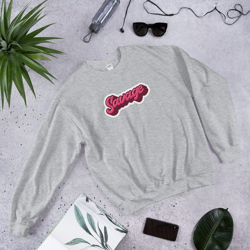 Savage Sweatshirt | One Word Savage Crewneck for Women