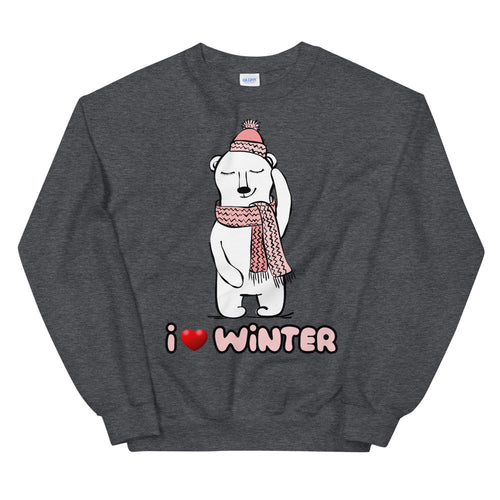I Love Winter Sweatshirt | Cute Winter Love Polar Bear Crewneck
