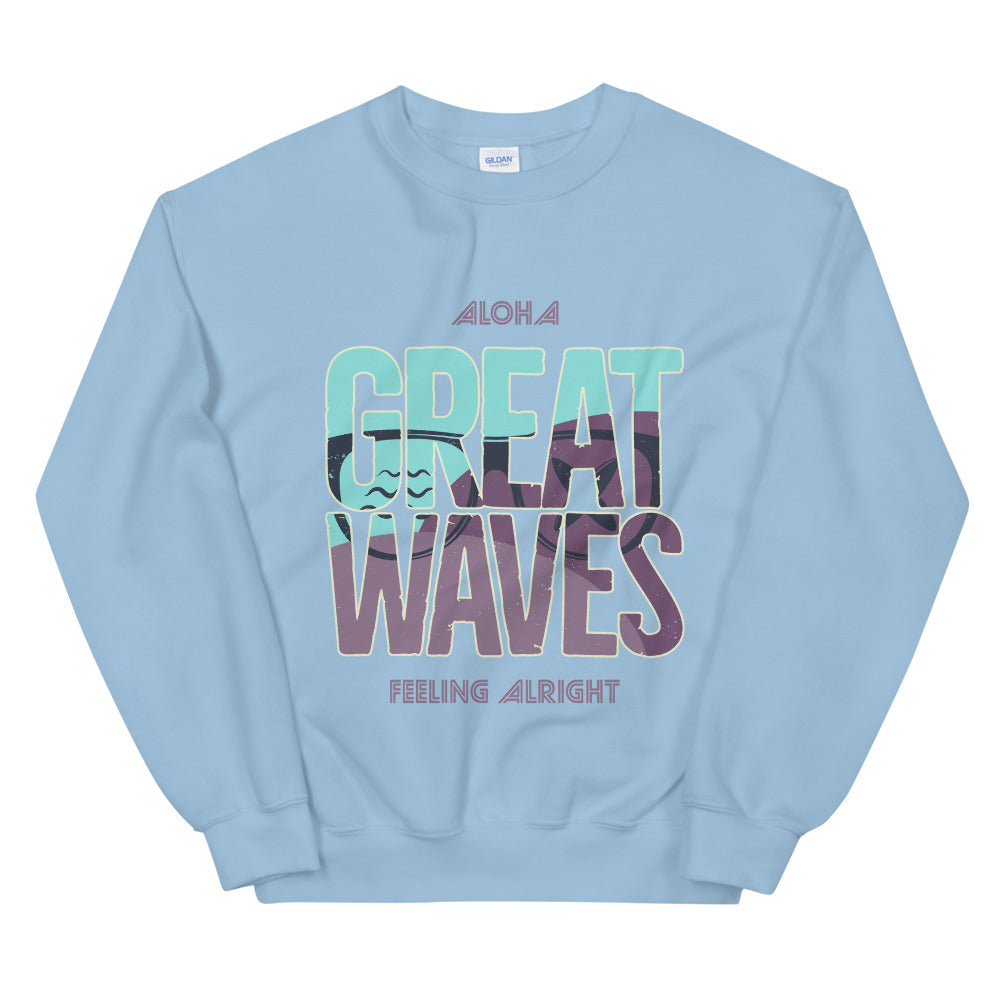 Aloha Great Waves Surfing Crewneck Sweatshirt for Women
