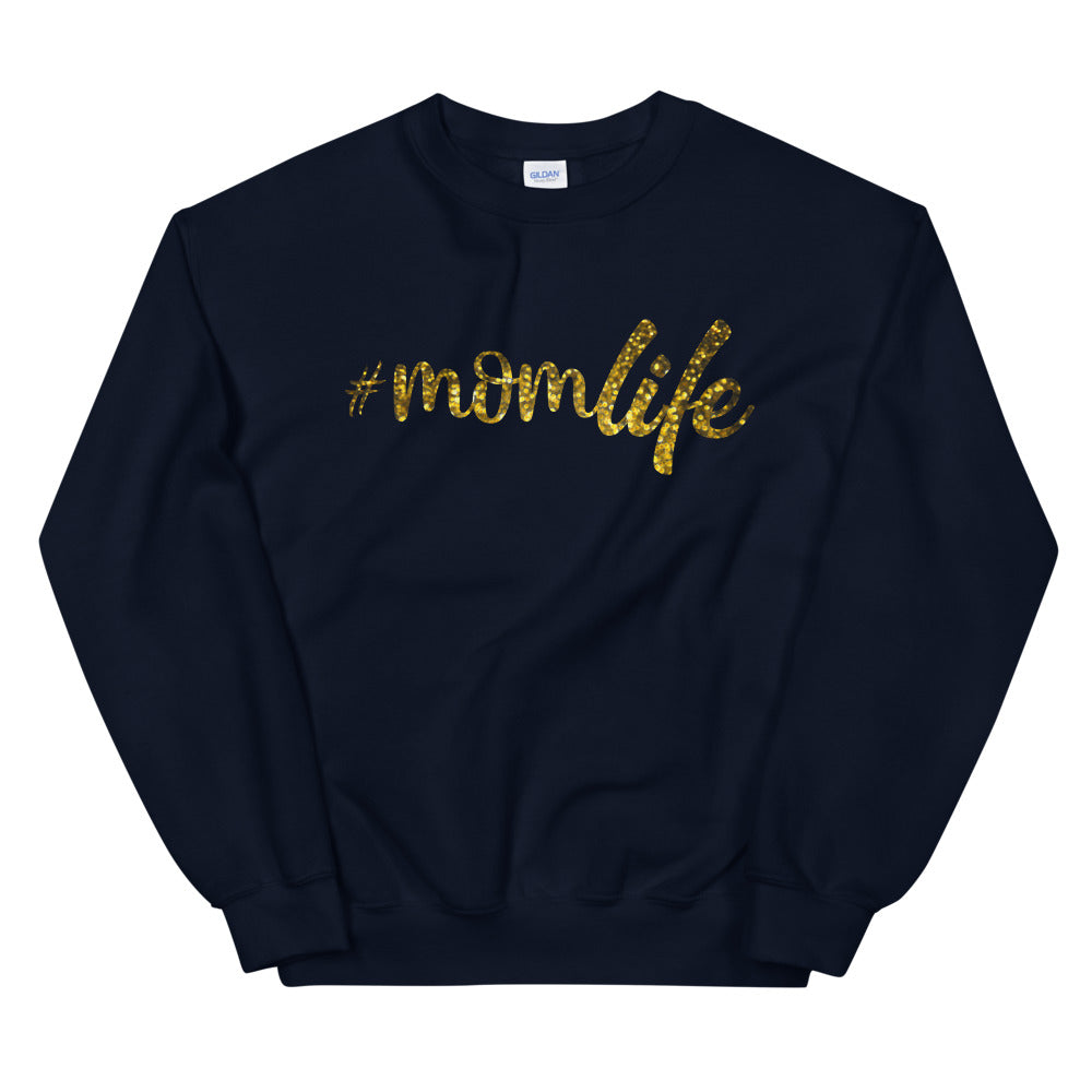 Mom life Sweatshirt | Glitter Print Momlife Hashtag Crewneck
