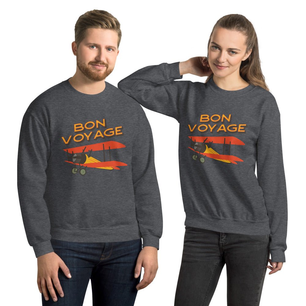 Vintage Bon Voyage Training Plane Crewneck Sweatshirt
