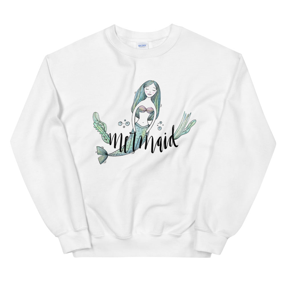 Mermaid Watercolor Crewneck Sweatshirt for Women