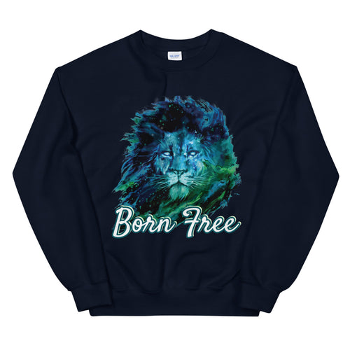 Born Free Wild Lion Face Crewneck Sweatshirt for Women