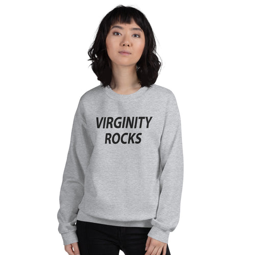 Grey Virginity Rocks Sweatshirt Pullover Crewneck for Women