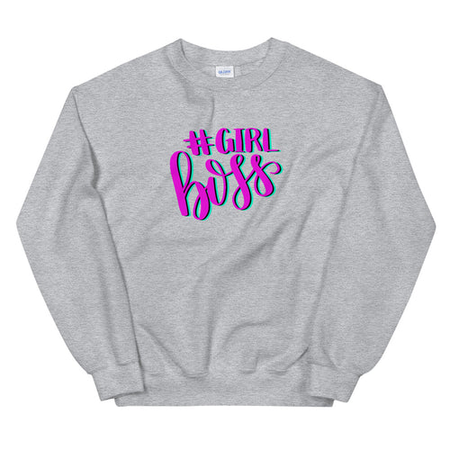 Girl Boss Sweatshirt | Grey Hashtag Girl Boss Sweatshirt for Women