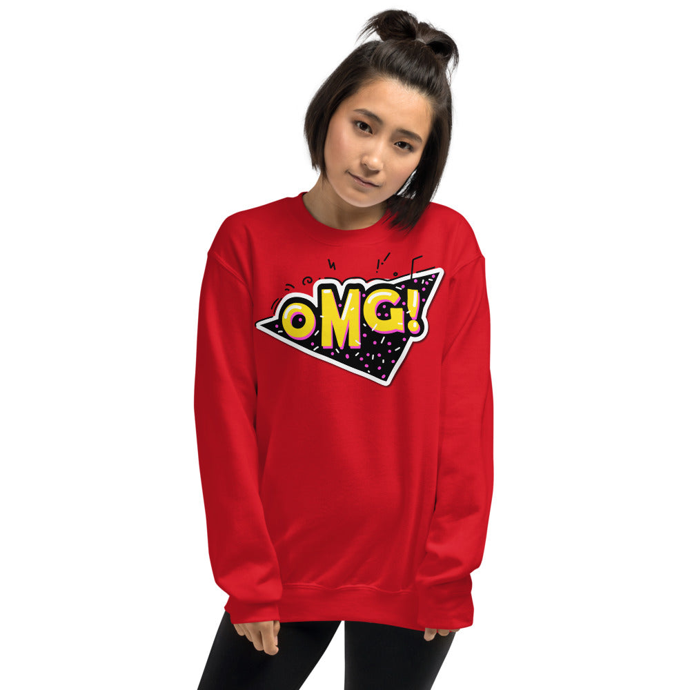 OMG Sweatshirt | Red Oh My God Slang Pullover Crewneck for Women
