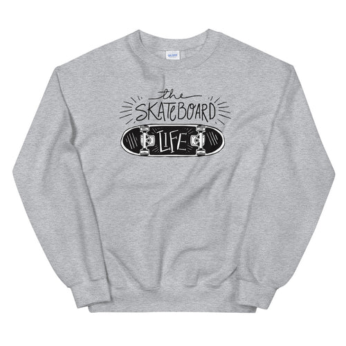 Skateboard Life Sweatshirt | Grey Skateboard Pullover Crewneck