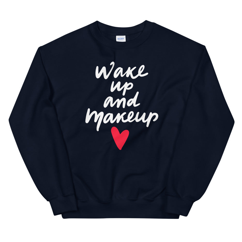 Wake Up and Makeup Sweatshirt in Navy Color