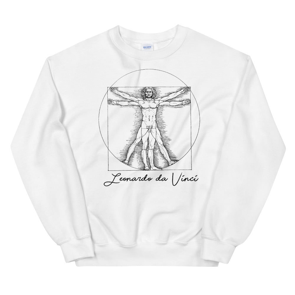 White Leonardo da Vinci Vitruvian Man Sweatshirt for Women