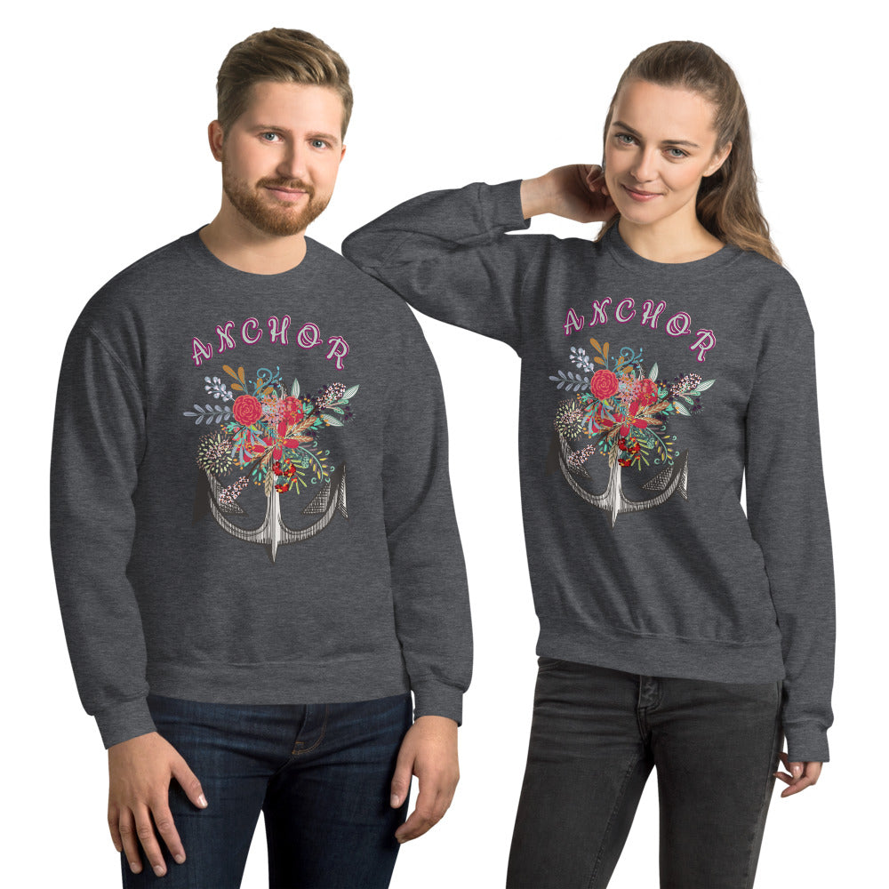 Sea Anchor Flowers Crewneck Sweatshirt for Women