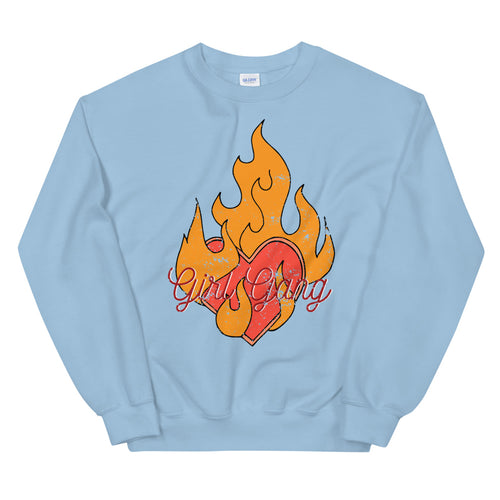 Girl gang Heart on Flame Crewneck Sweatshirt for Women