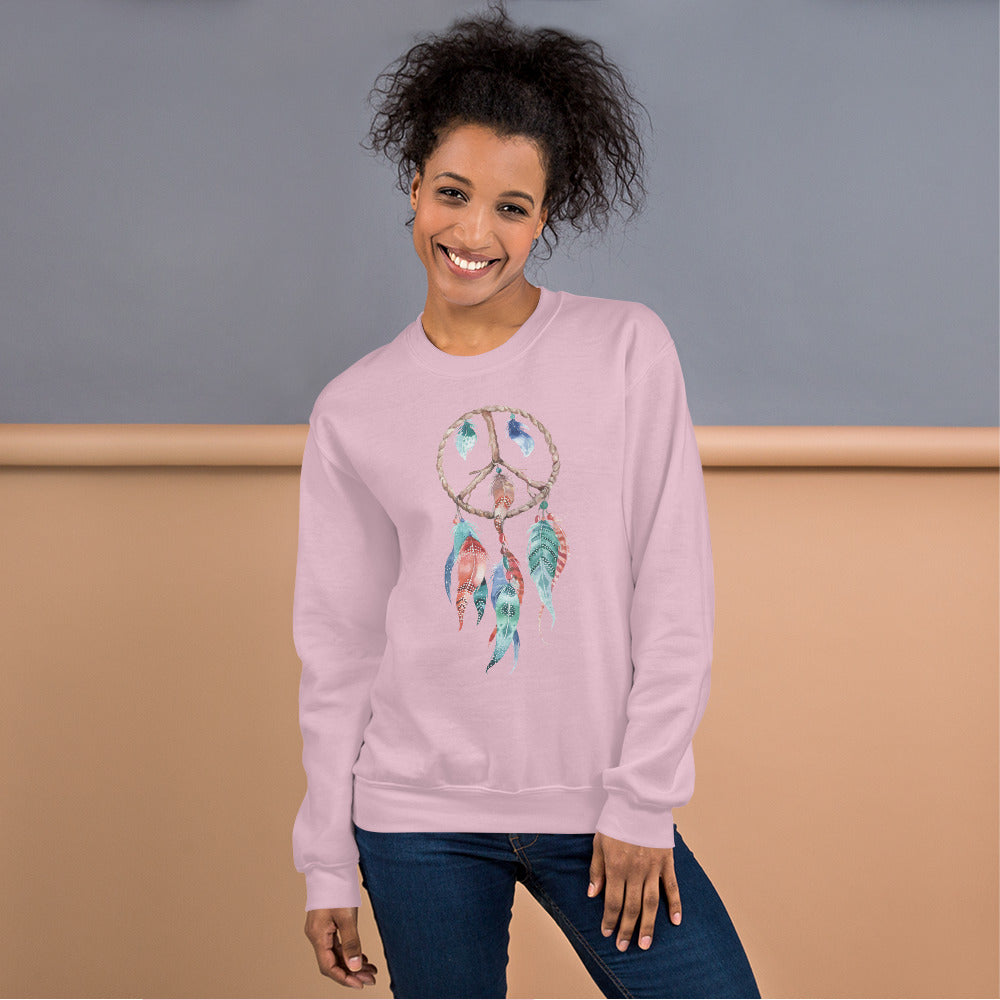 Pink Dreamcatcher Pullover Crewneck Sweatshirt for Women