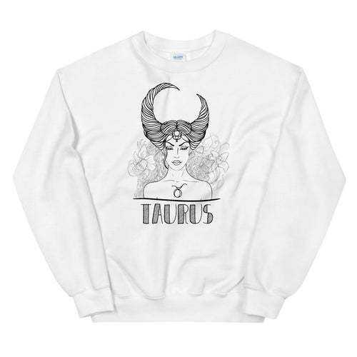 Taurus Sweatshirt | White Crewneck Taurus Zodiac Sweatshirt