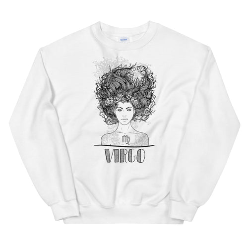 White Virgo Zodiac Pullover Crewneck Sweatshirt for Women