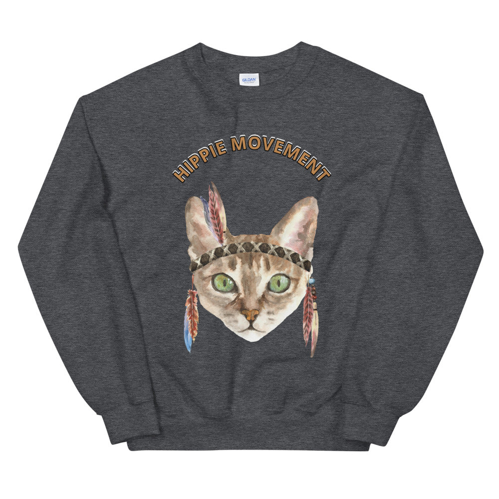 Hippie Cat Movement Meme Crewneck Sweatshirt