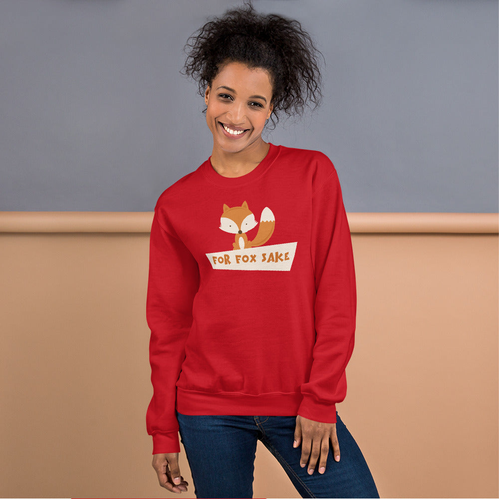 Red For Fox Sake Pullover Crewneck Sweatshirt for Women