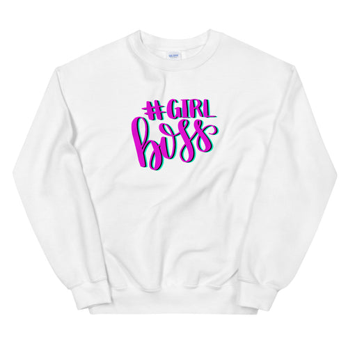 Girl Boss Sweatshirt | White Hashtag Girl Boss Sweatshirt for Women