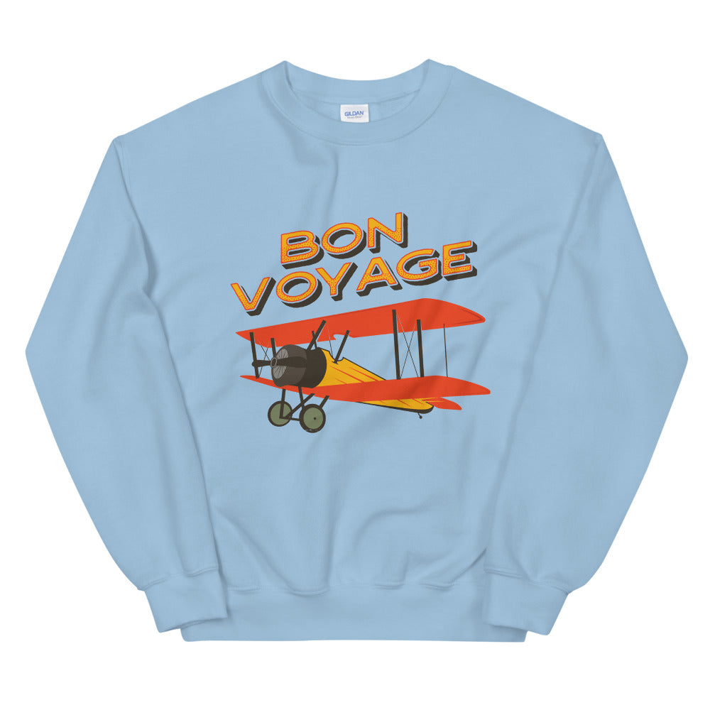 Vintage Bon Voyage Training Plane Crewneck Sweatshirt
