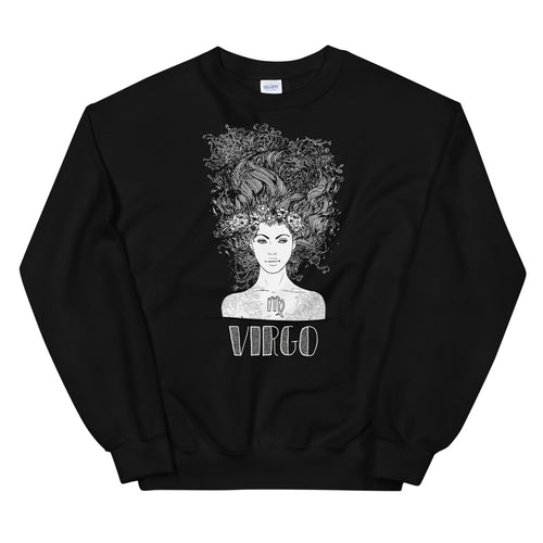Black Virgo Zodiac Pullover Crewneck Sweatshirt for Women