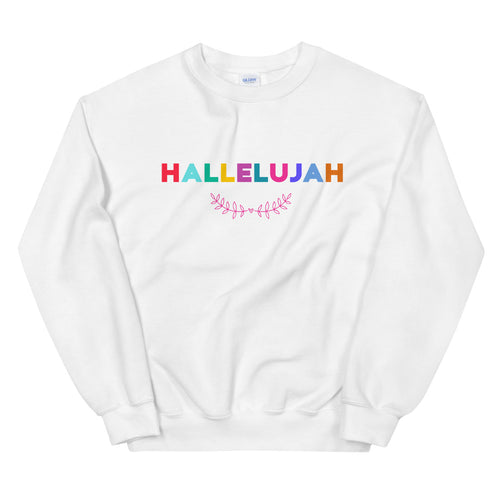 Hallelujah Sweatshirt | Rainbow Hallelujah One Word Crewneck for Women
