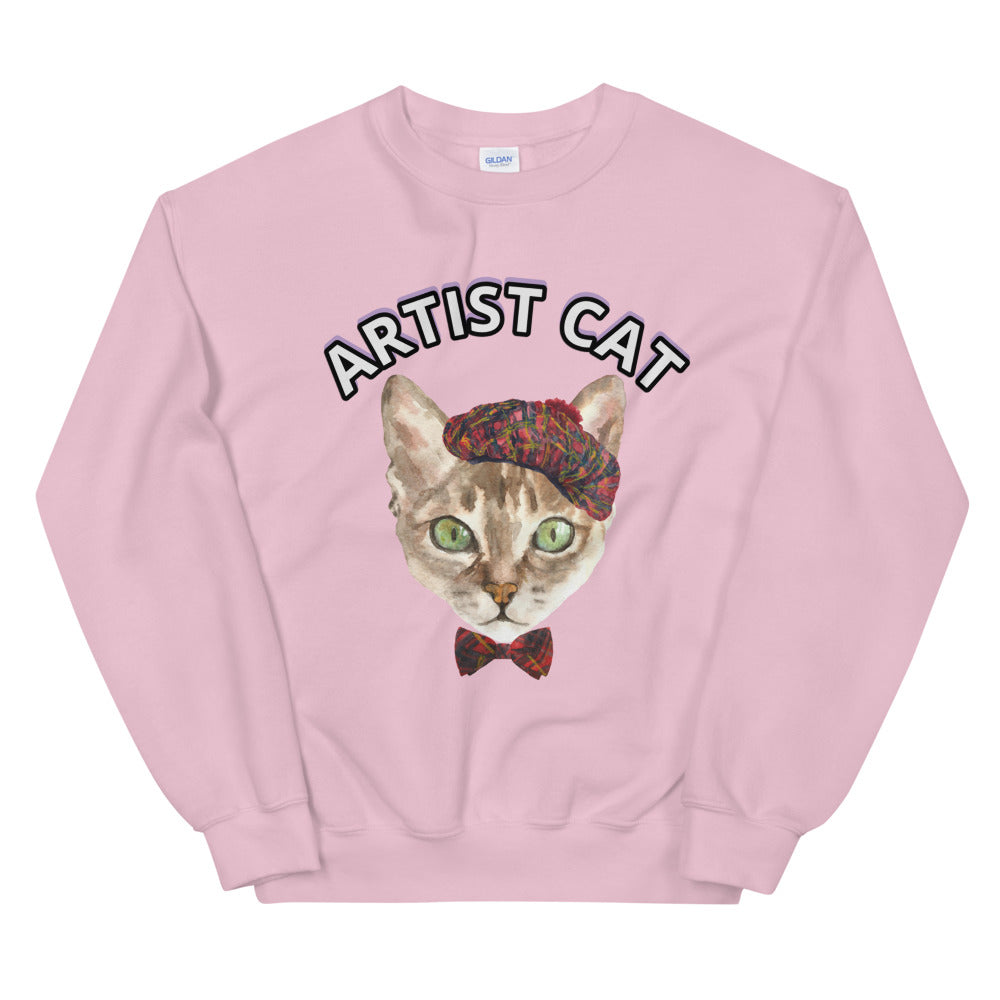 French Artist Cat Crewneck Unisex Sweatshirt for Women