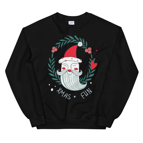 Santa Wreath Xmas Fun Pullover Crewneck Sweatshirt for Women