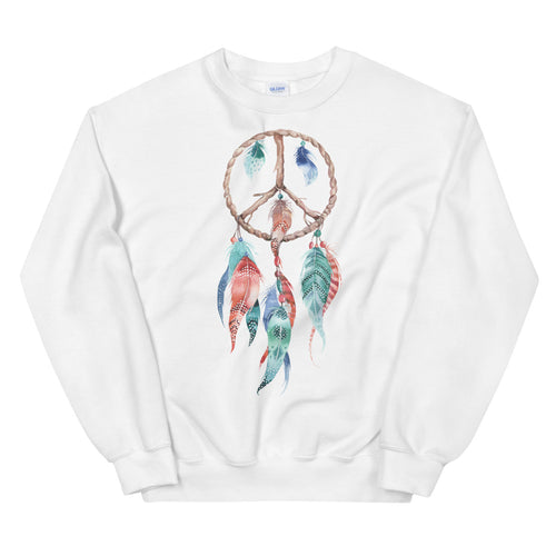 Dreamcatcher Sweatshirt | White Spiritual Peace Dreamcatcher Sweatshirt