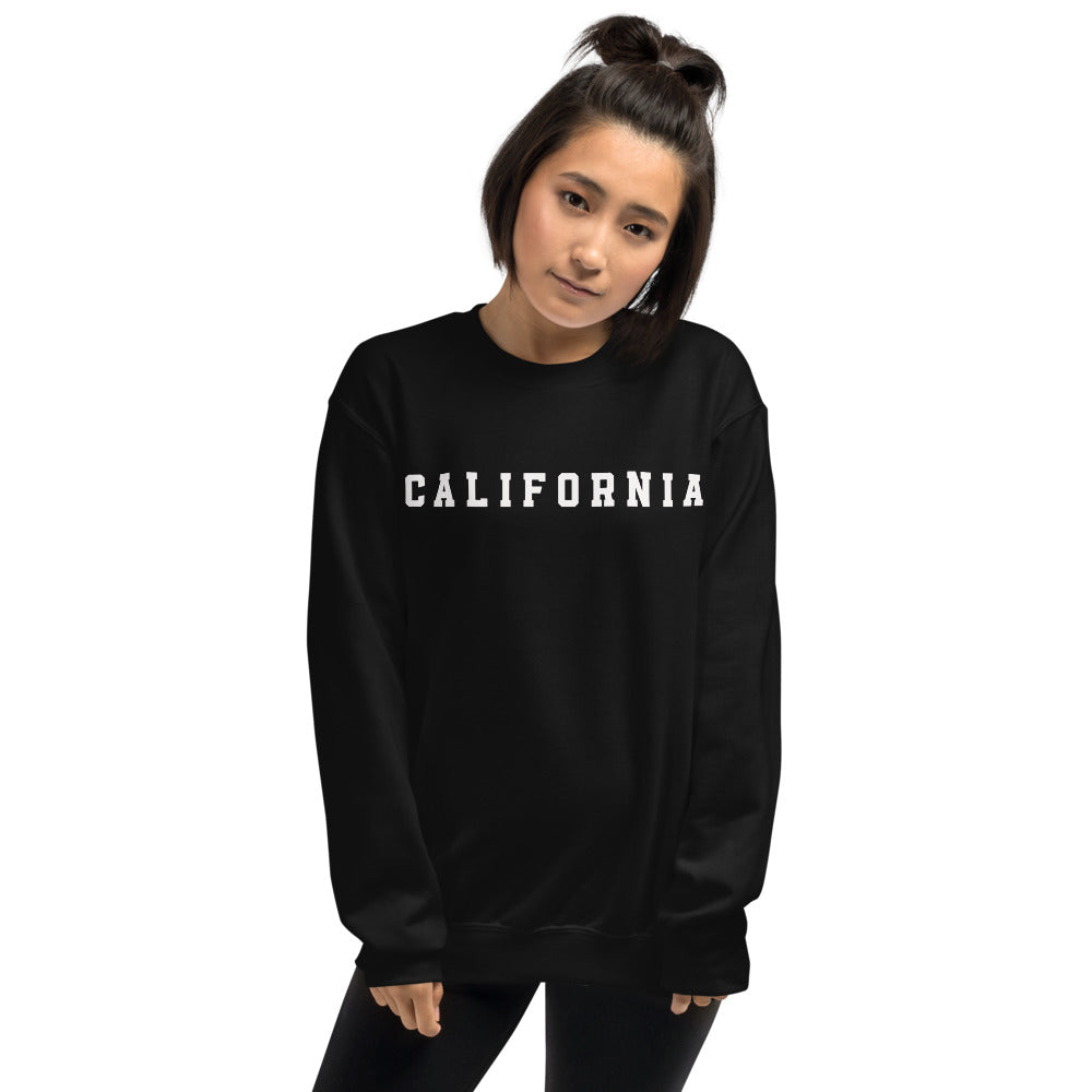 Black California Sweatshirt Womens Pullover Crew Neck