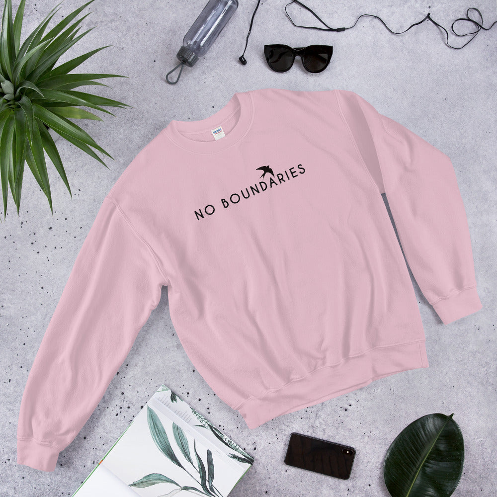 Pink No Boundaries Motivational Pullover Crew Neck Sweatshirt