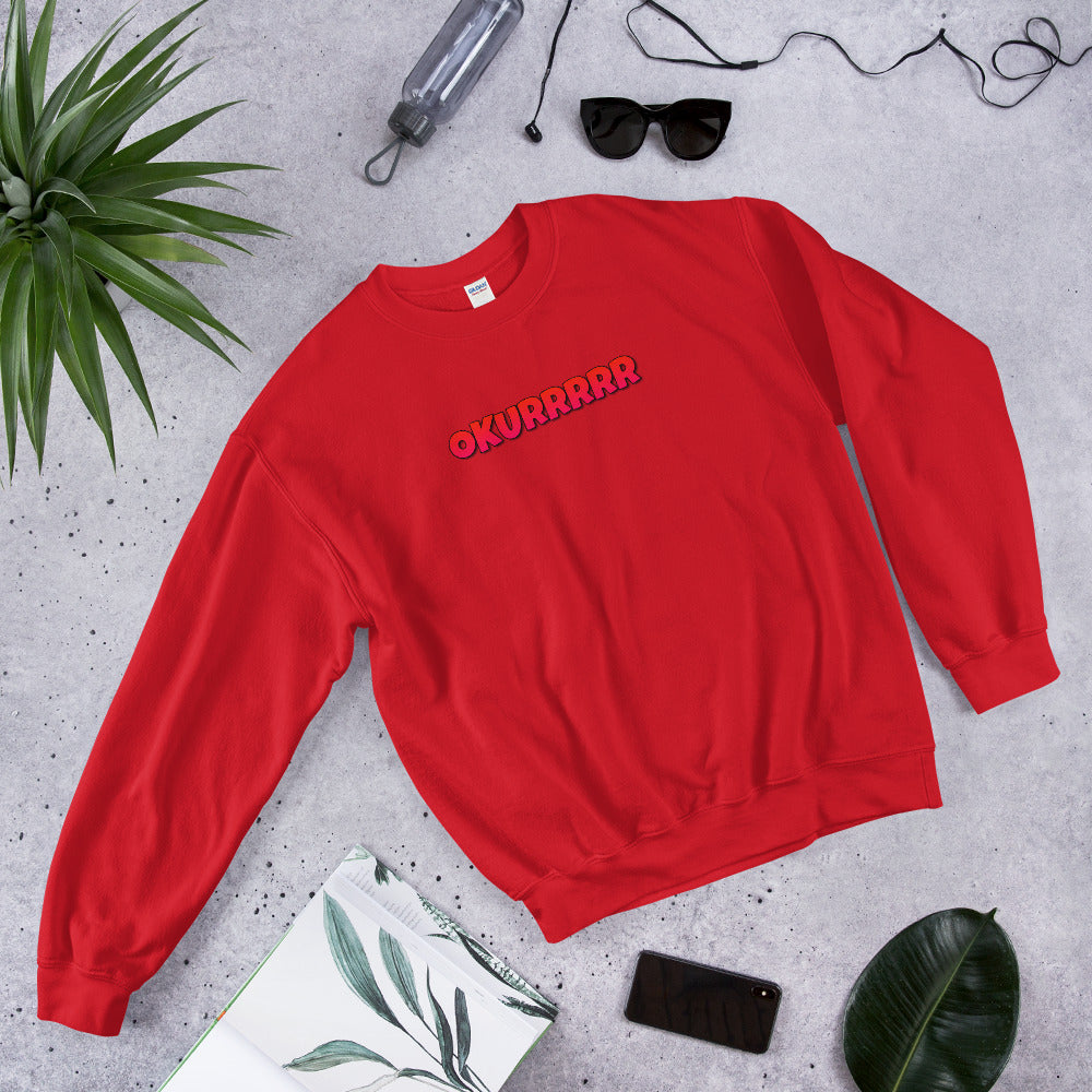 Red Okurrr Meme Pullover Crewneck Sweatshirt for Women