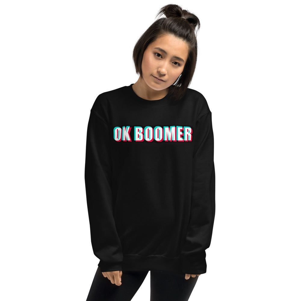 Black Ok Boomer Pullover Crewneck Sweatshirt for Women
