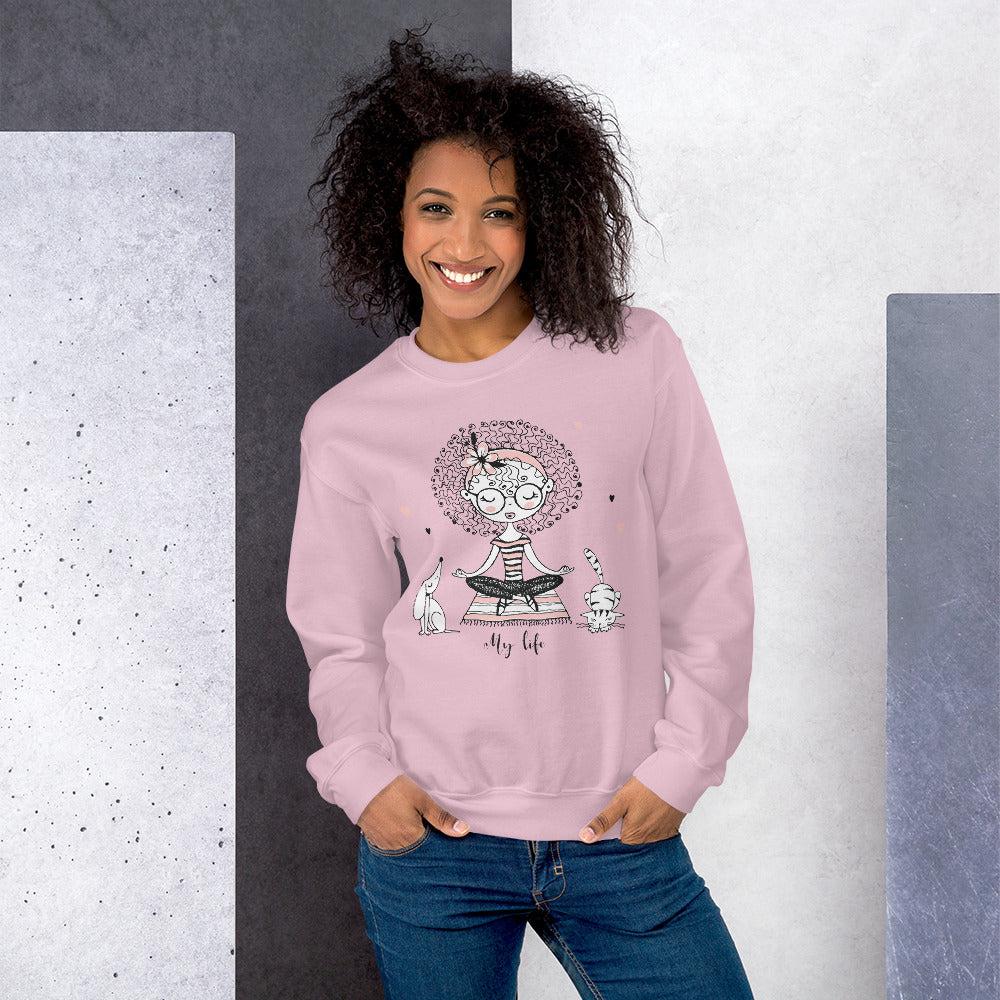 My Life Sweatshirt | Pink Yoga Girl Meditation Sweatshirt