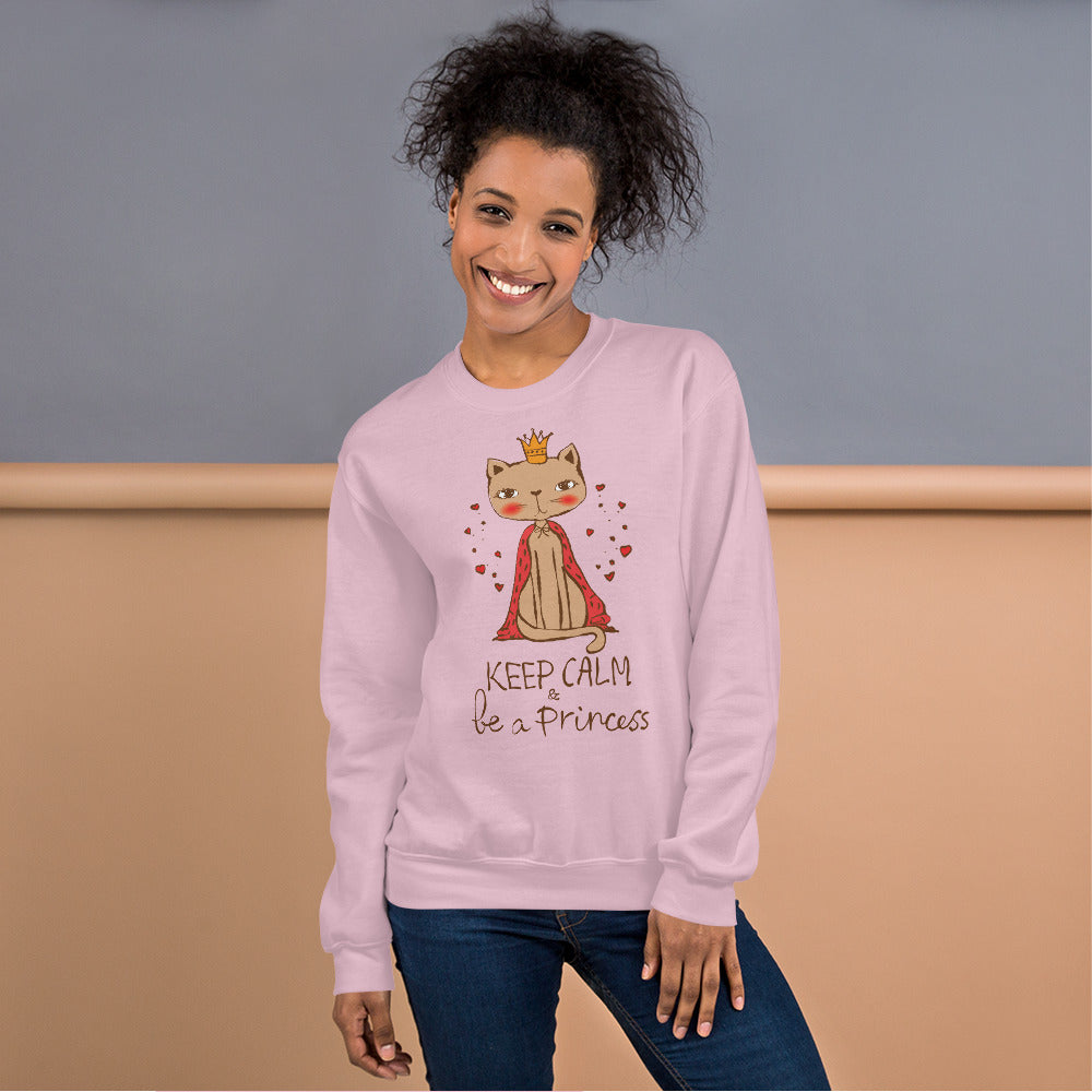 Keep Calm and Be a Princess Crewneck Sweatshirt for Women