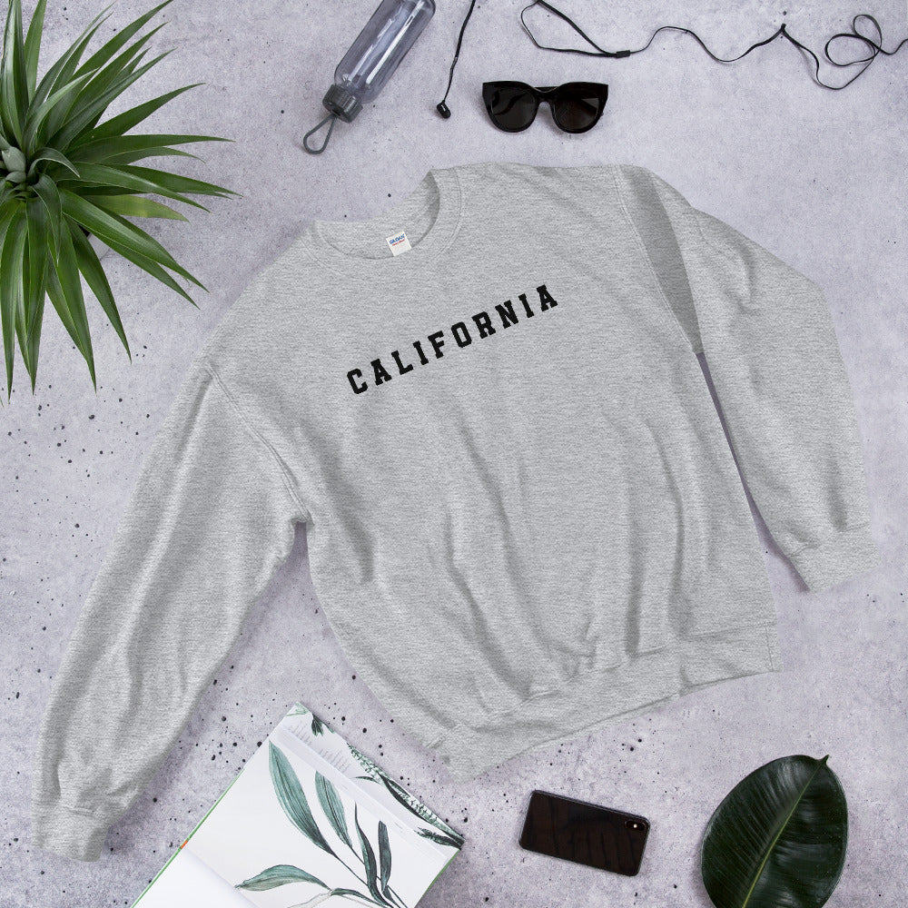 Grey California Sweatshirt Womens Pullover Crew Neck