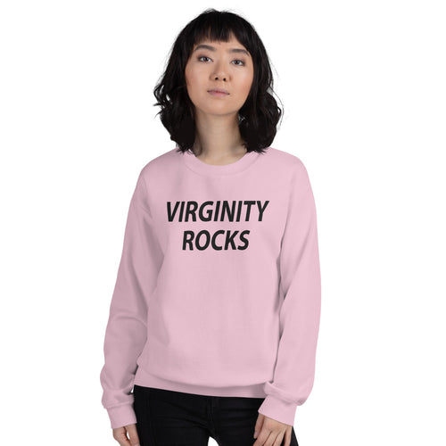 Virginity Rocks Sweatshirt | Pink Crewneck Virginity Rocks Pullover for Women