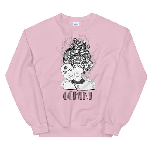 Gemini Sweatshirt | Pink Crewneck Gemini Zodiac Sweatshirt