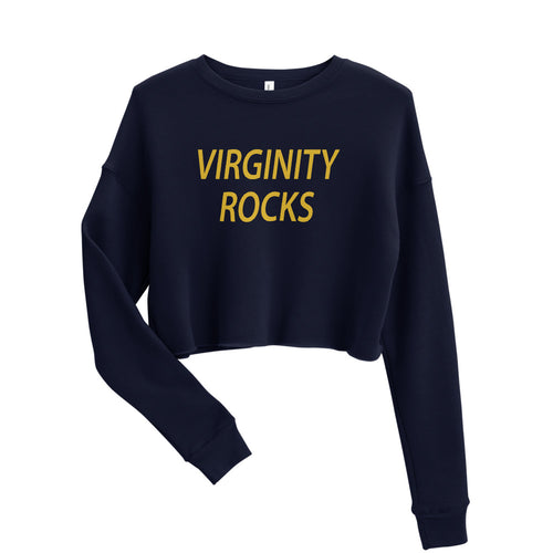 Virginity Rocks Fleece Cropped Top Crew Neck Sweatshirt