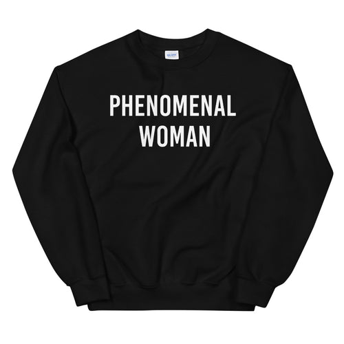 Black Phenomenal Woman Pullover Crewneck Sweatshirt for Women