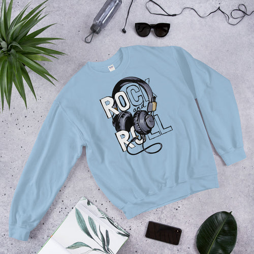 Rock and Roll Headphones Crewneck Sweatshirt for Women