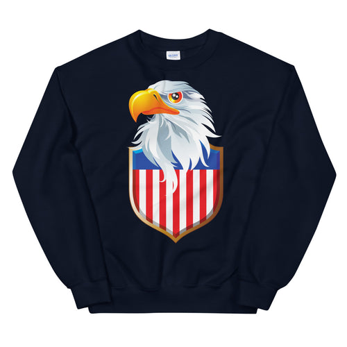 Patriotic USA Flag Sweatshirt | Eagle Shield Crewneck for Women